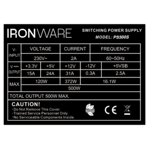 ALIMENTATORE 500W IRONWARE 12 CM FAN