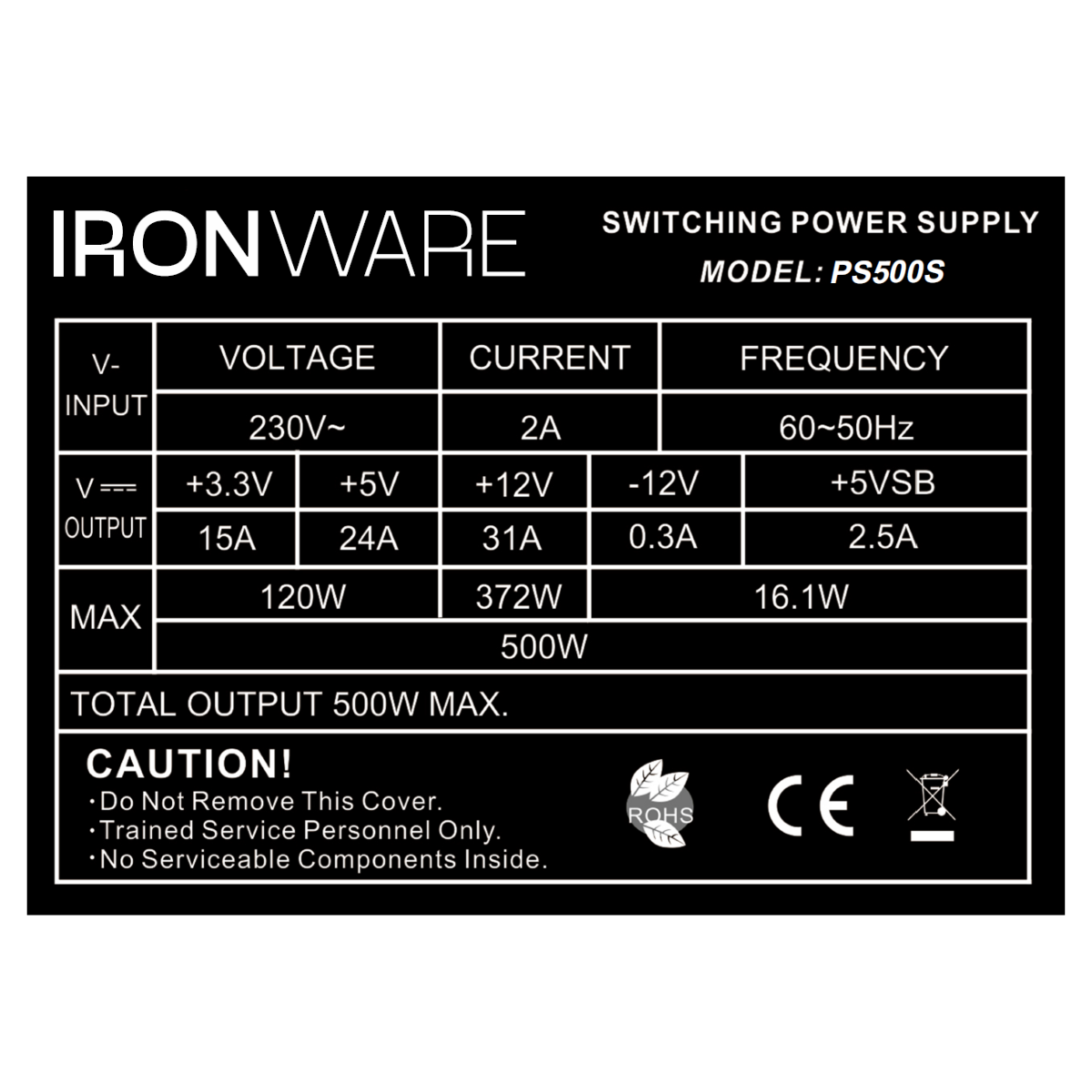 ALIMENTATORE 500W IRONWARE 12 CM FAN