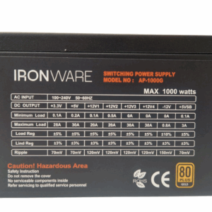 ALIMENTATORE 1000W 80+ GOLD - IRONWARE AP-1000G MOD. - immagine 4